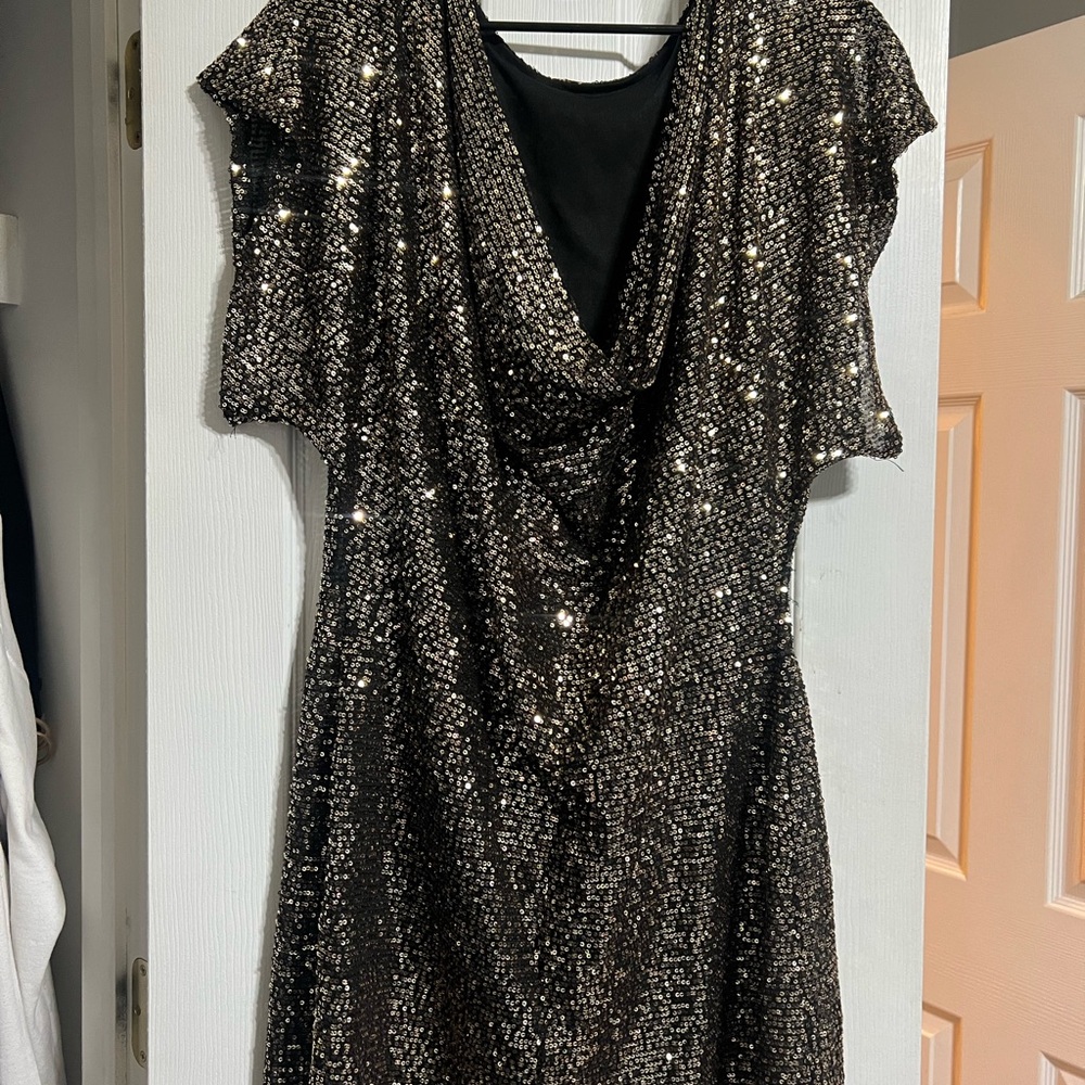 Express Black and Silver Sequin Dress
